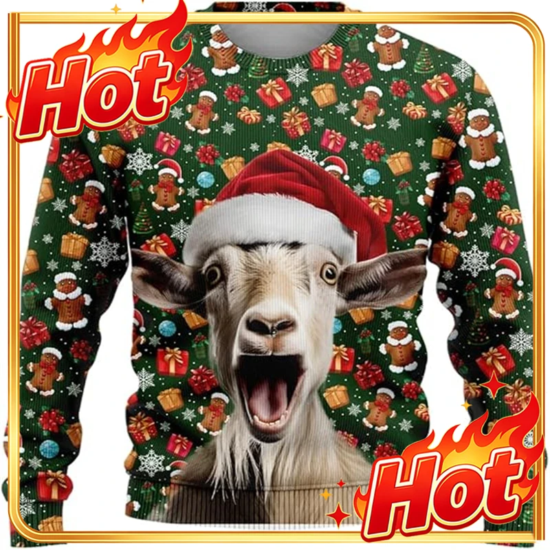 Mens Fashion Clothes - Komik Hayvan Figürlü, Çirkin Tasarımlı Noel
