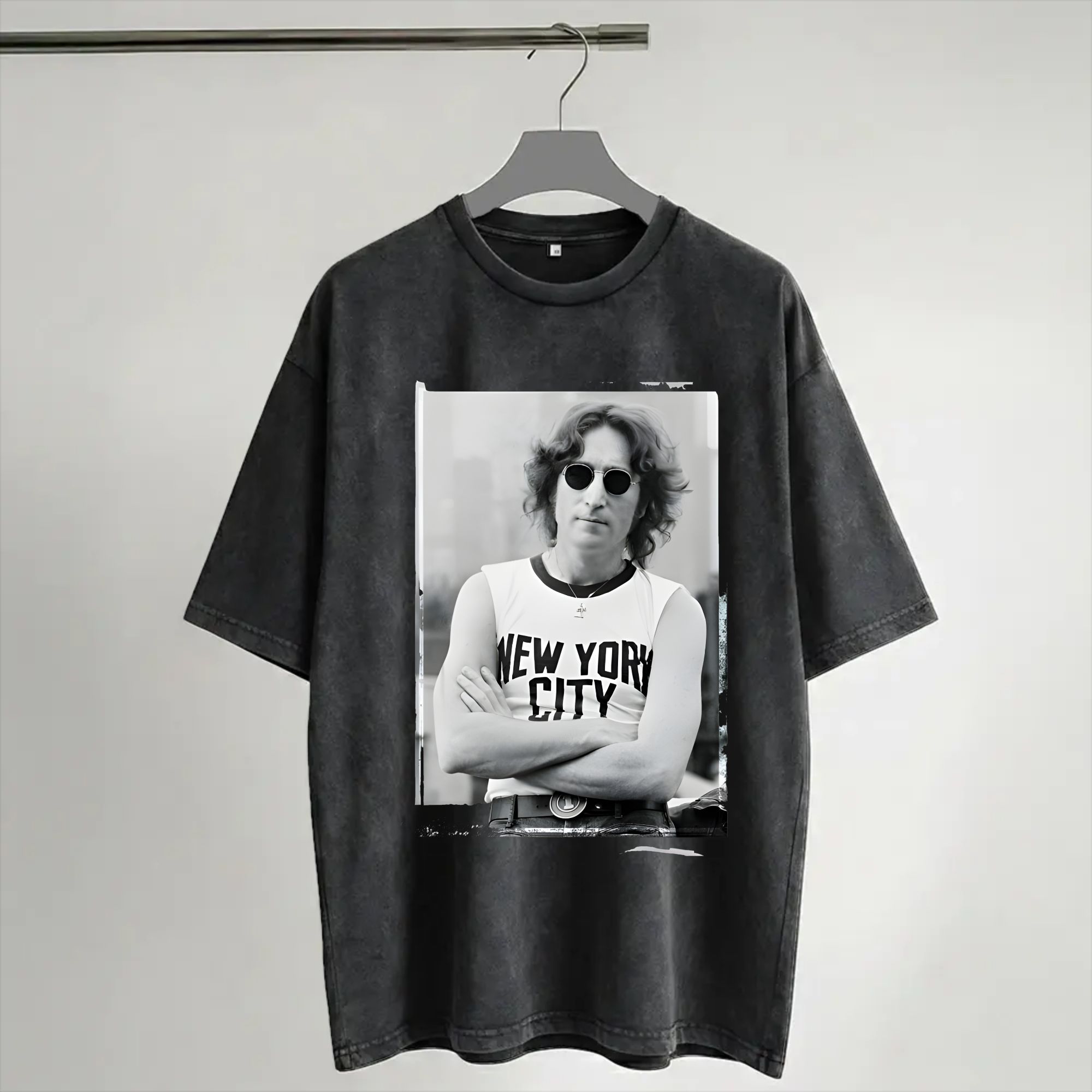 Men'S Fashion New York - Harajuku Yıkanmış Gömlek John Lennon 1972