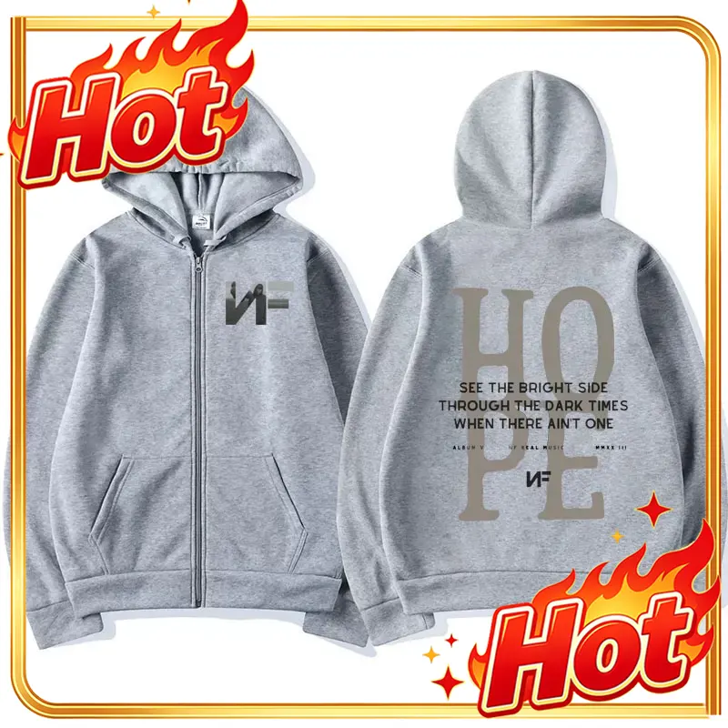 Mens Fashion Zip Up Hoodies - Rapper NF Hope Tracklist Fermuarlı Kapüşonlu