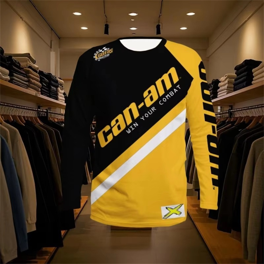 Mens Fashion Clothes - Motosiklet Yarışı Uzun Kollu Yuvarlak Yaka